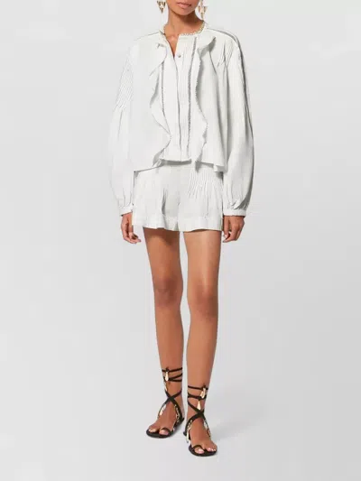 Isabel Marant Cubraly Lace-trimmed Ruffled Pintucked Cotton-poplin Blouse In White