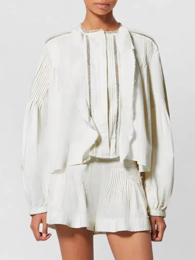 Isabel Marant Cubraly Lace-trimmed Ruffled Pintucked Cotton-poplin Blouse In White