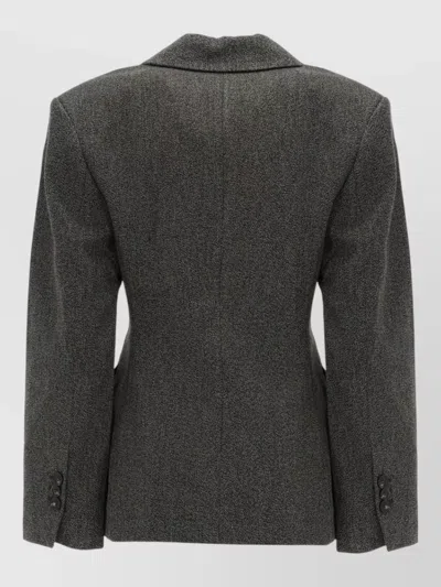 Ganni Mouline Double-breasted Cotton-blend Blazer In Gray
