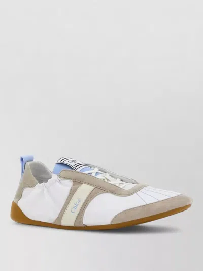 Chloé White Calf Leather Bos Taurus Athletic Sneakers In Multi