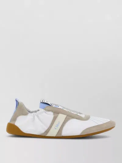 Chloé White Calf Leather Bos Taurus Athletic Sneakers In Multi