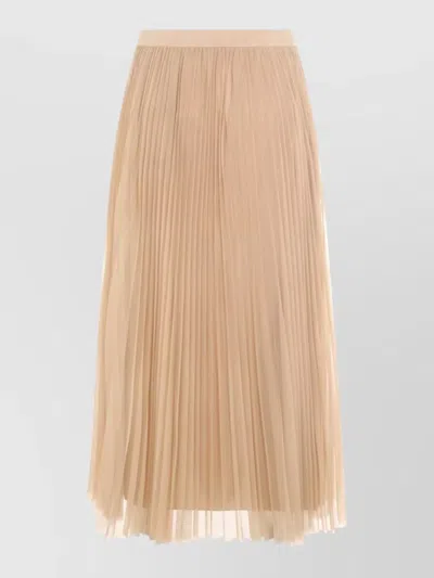 Fabiana Filippi Layered Pleated Skirt Sheer Overlay Midi In Gold