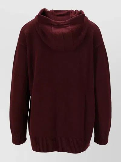 Max Mara Knit Top Tank Hood Ribbed Trims Pocket In Multi