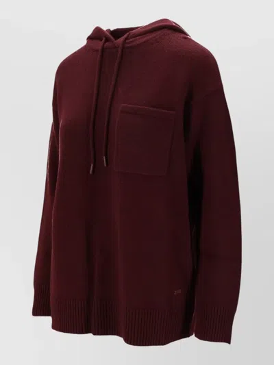 Max Mara Knit Top Tank Hood Ribbed Trims Pocket In Multi