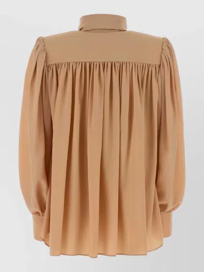Chloé Crepe Blouse Puff Sleeves Bow Detail In Multi