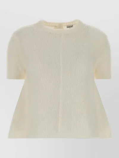 Loewe Stretch Mohair Blend Sweater Short Sleeves Crew Neck In Multi