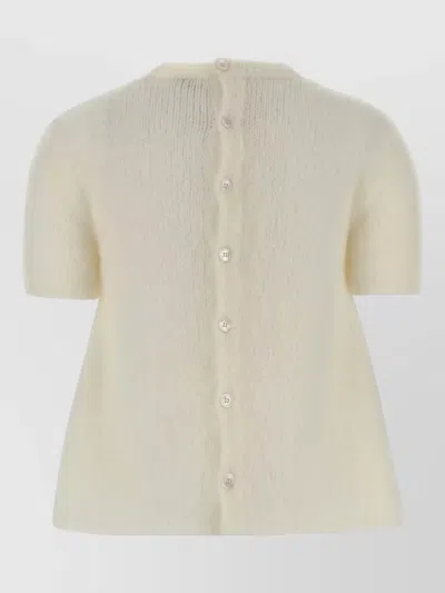 Loewe Stretch Mohair Blend Sweater Short Sleeves Crew Neck In Multi