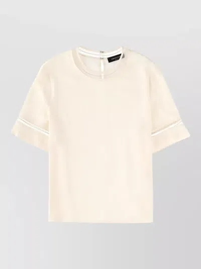 Fabiana Filippi Short Sleeve Top Sheer Panels Keyhole In Multi