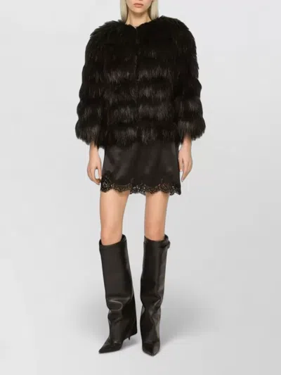 Dolce & Gabbana Faux Fur Cropped Jacket Long Sleeves In Animal Print