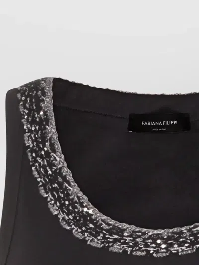 Fabiana Filippi Top Embellished Neckline Sleeveless Design Style In Black