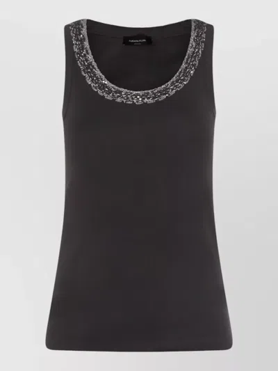 Fabiana Filippi Top Embellished Neckline Sleeveless Design Style In Black