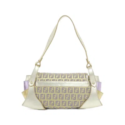 Pre-owned Fendi Gold Canvas Leather Shoulder Bag ()