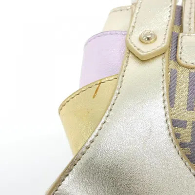 Pre-owned Fendi Gold Canvas Leather Shoulder Bag ()