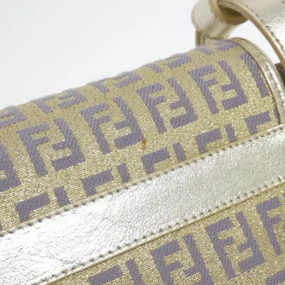 Pre-owned Fendi Gold Canvas Leather Shoulder Bag ()