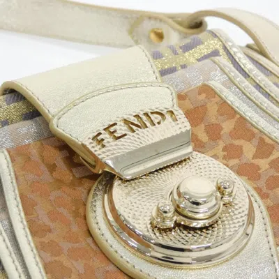 Pre-owned Fendi Gold Canvas Leather Shoulder Bag ()