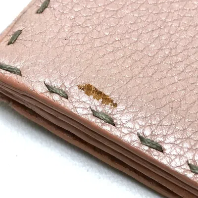 Pre-owned Fendi Selleria Pink Leather Long Wallet (bi-fold) ()