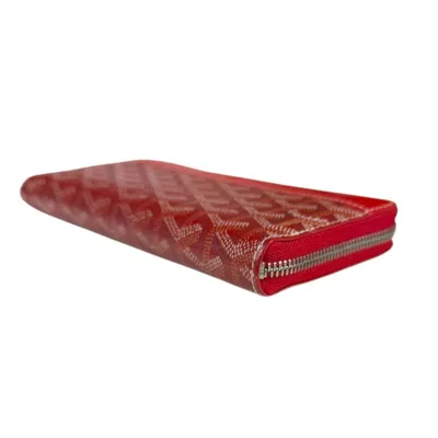 Pre-owned Goyard Red Color Pvc Coated Canvas Long Wallet (bi-fold) ()