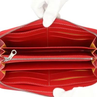 Pre-owned Goyard Red Color Pvc Coated Canvas Long Wallet (bi-fold) ()