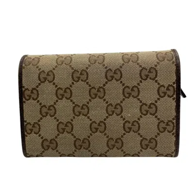 Pre-owned Gucci Beige Brown Dark Brown Gg Canvas Wallet (bi-fold) ()
