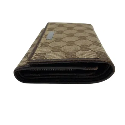 Pre-owned Gucci Beige Brown Dark Brown Gg Canvas Wallet (bi-fold) ()