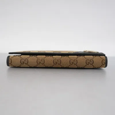 Pre-owned Gucci Black Brown Canvas Long Wallet (bi-fold) () In Multi