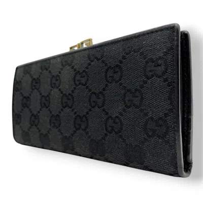 Pre-owned Gucci Black Gg Canvas Leather Wallet (bi-fold) ()