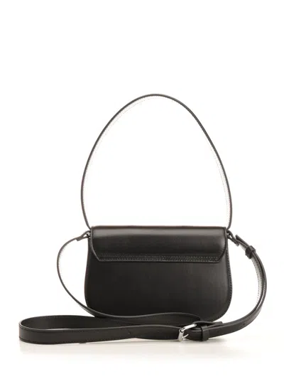 Diesel Rectangular Leather Shoulder Bag With Single Handle In Gray