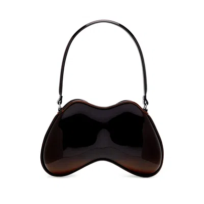 Diesel Curved Glossy Shoulder Bag Handle In Brown