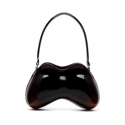 Diesel Curved Glossy Shoulder Bag Handle In Brown