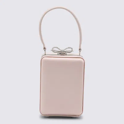 Self-portrait Pink Clutch Bag With All-over Floral Details And Metallic Bow In Satin Woman