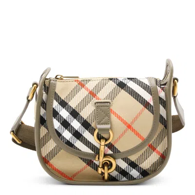 Burberry Embroidered Canvas Mini Messenger B Clip Crossbody Bag In Multi