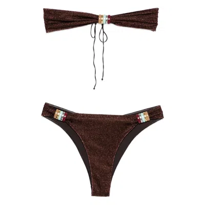 Oseree Glitter Embellished Beachwear In Brown