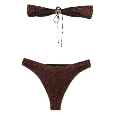 Oseree Glitter Embellished Beachwear In Brown