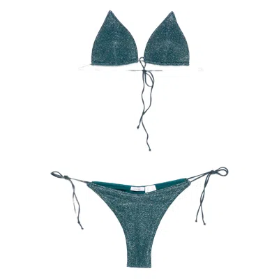 Oseree Triangle-cup Tie Bikini In Green