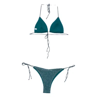Oseree Triangle-cup Tie Bikini In Green
