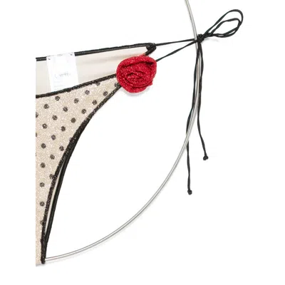 Oseree Polka-dot Floral Bikini In Neutral