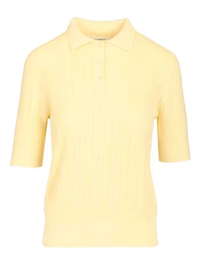 Lisa Yang Cristine Polo Sweater Lace Dimond Openwork Polo Shirt Yellow In Yellow