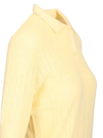 Lisa Yang Cristine Polo Sweater Lace Dimond Openwork Polo Shirt Yellow In Yellow