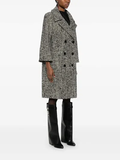 Dolce & Gabbana Herringbone Long Coat Double Breasted Virgin Wool