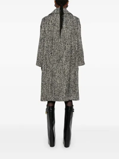 Dolce & Gabbana Herringbone Long Coat Double Breasted Virgin Wool