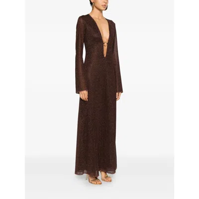 Oseree Ring V-neck Dress In Brown