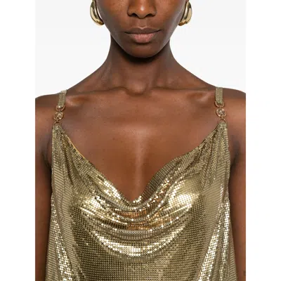 Versace Sequin Embellished Strappy Mini Dress In Gold