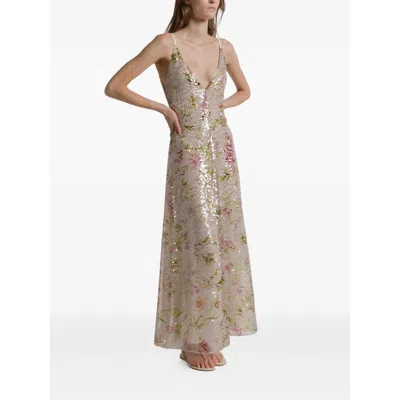 Alberta Ferretti Printed Sequins Long Dress Clothing In Multi