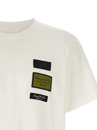 Mm6 Maison Margiela Patch Graphic Crew Neck Short Sleeve T-shirt In White