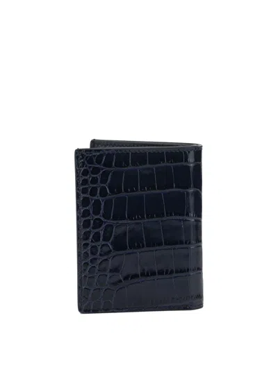 Tom Ford "exotic Line" Folding Card Holder In Blue