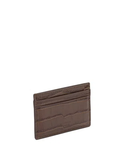 Tom Ford Shiny Printed Croc Exotic Line Classic Card Holder In Brown