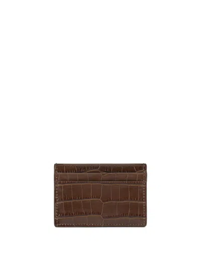 Tom Ford Shiny Printed Croc Exotic Line Classic Card Holder In Brown