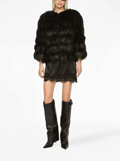Dolce & Gabbana Faux Fur Cropped Jacket Long Sleeves