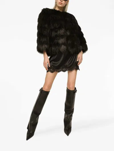 Dolce & Gabbana Faux Fur Cropped Jacket Long Sleeves
