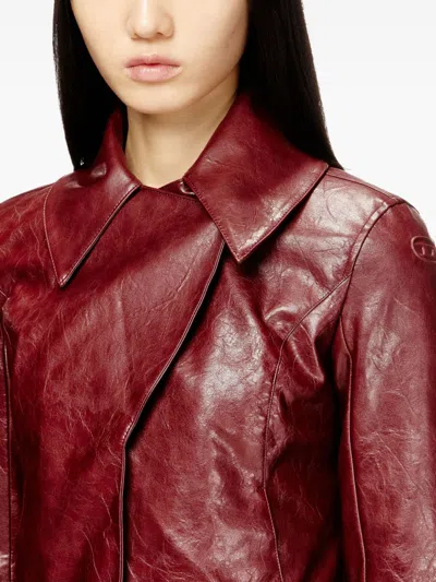 Diesel Coated Faux Leather Cropped Jacket Tailoring In Red